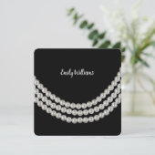 Verjaardag Party string van parels op zwart Kaart (Staand voorkant)