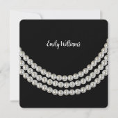 Verjaardag Party string van parels op zwart Kaart (Voorkant)