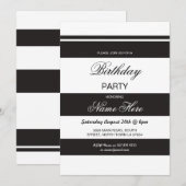Verjaardag Party Stripe Zwart & Wit Uitnodigen 30  Kaart (Voorkant / Achterkant)