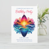 Verjaardag Party-Sunset Surfboard Curls Kaart (Staand voorkant)