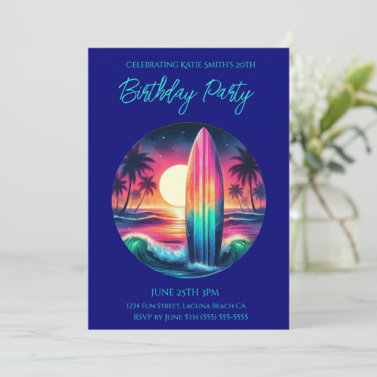Verjaardag Party-Surfboard Escape- Kaart (Staand voorkant)
