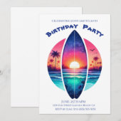 Verjaardag Party-Surfboard in een zonsondergang Kaart (Voorkant / Achterkant)