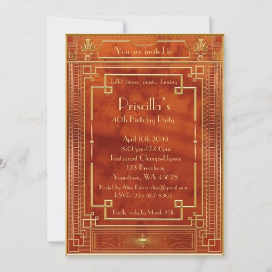 Verjaardag Party vrouw, goud Gatsby stijl Kaart (Voorkant)