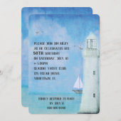 Verjaardag Party-zeilboot en oceaan vuurtoren Kaart (Voorkant / Achterkant)