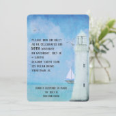 Verjaardag Party-zeilboot en oceaan vuurtoren Kaart (Staand voorkant)