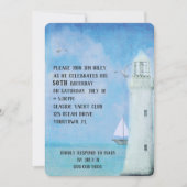 Verjaardag Party-zeilboot en oceaan vuurtoren Kaart (Voorkant)