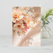  Verjaardag Party Zijdeperzik Roze Bloemen Kaart (Staand voorkant)