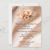  Verjaardag Party Zijdeperzik Roze Bloemen Kaart (Achterkant)