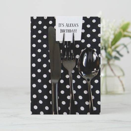 Verjaardag Party-zwart zilverwerk Kaart (Staand voorkant)