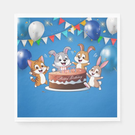 Verjaardag PartyPaper Napkin Servet (Voorkant)