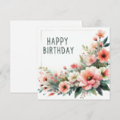 verjaardag pastel bloemen kaart (Voorkant / Achterkant)