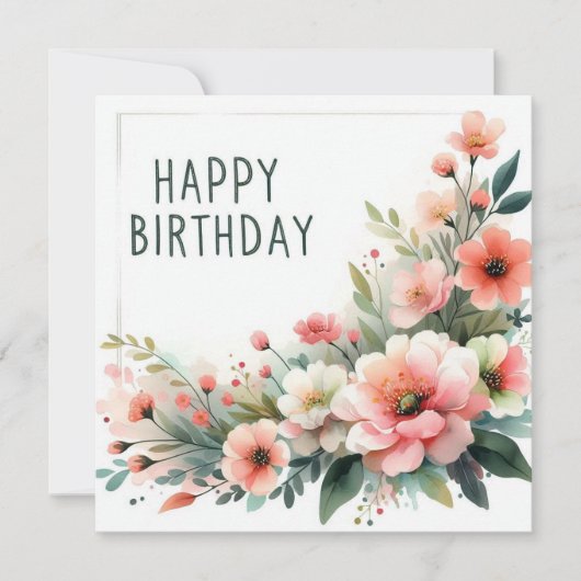verjaardag pastel bloemen kaart (Voorkant)