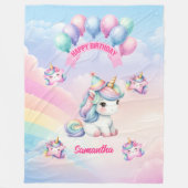 Verjaardag Pastel Eenhoorn Deken voor Meisje (Voorkant)
