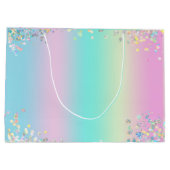 Verjaardag Pastel Holographic Roze Paarse Glitter Groot Cadeauzakje (Achterkant)