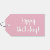 Verjaardag Pastel Roze Witte Typografie Cadeaulabel (Achterkant Horizontaal)