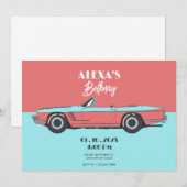 Verjaardag pastelkleur vintage auto kaart (Voorkant / Achterkant)