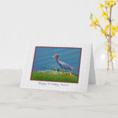 Verjaardag, pastoor, kleine blauwe reiger kaart (Gele Bloem)