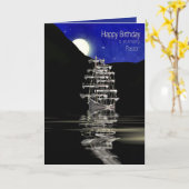 Verjaardag, pastoor, schip met zeilen, nacht kaart (Gele Bloem)