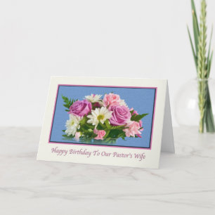 Verjaardag, Pastor's vrouw, bloemen, vogels Kaart
