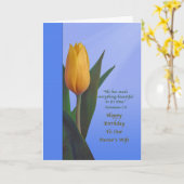 Verjaardag, Pastor's Wife, Golden Tulip Flower Kaart (Gele Bloem)