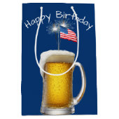 Verjaardag Patriottisch Bier met Sparklers Medium Cadeauzakje (Voorkant)