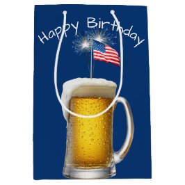 Verjaardag Patriottisch Bier met Sparklers Medium Cadeauzakje