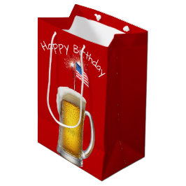 Verjaardag Patriottisch Bier met Sparklers Medium Cadeauzakje