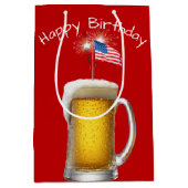 Verjaardag Patriottisch Bier met Sparklers Medium Cadeauzakje (Voorkant)