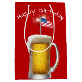 Verjaardag Patriottisch Bier met Sparklers Medium Cadeauzakje