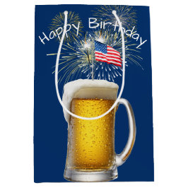 Verjaardag Patriottisch Bier met Sparklers Medium Cadeauzakje