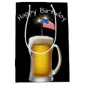 Verjaardag Patriottisch Bier met Sparklers Medium Cadeauzakje (Voorkant)