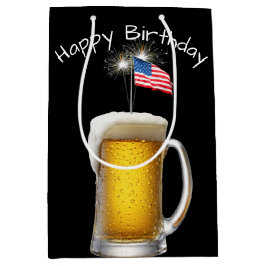 Verjaardag Patriottisch Bier met Sparklers Medium Cadeauzakje
