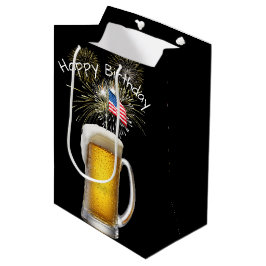 Verjaardag Patriottisch Bier met Sparklers Medium Cadeauzakje