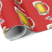 Verjaardag Patriottisch Bier met Vlag en Sparklers Cadeaupapier (Rol Hoek)