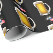 Verjaardag Patriottisch Bier met Vlag en Sparklers Cadeaupapier (Rol Hoek)