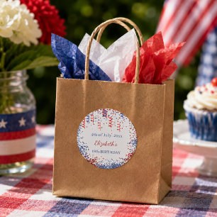 Verjaardag patriottisch USA rood wit blauw Ronde Sticker