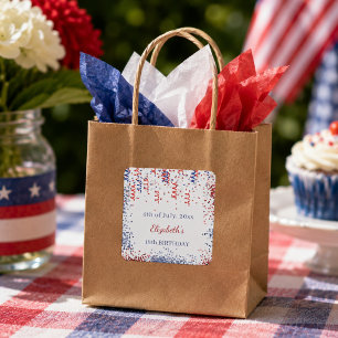Verjaardag patriottisch USA rood wit blauw Vierkante Sticker