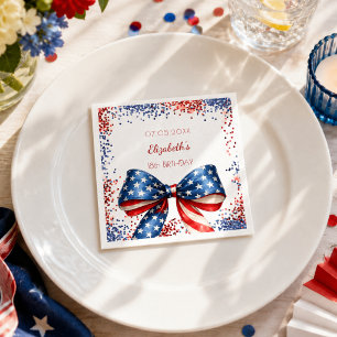 Verjaardag patriottisch USA rood wit blauw vlag li Servet