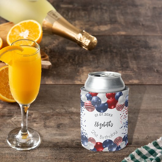 Verjaardag patriottische USA rode witte blauwe vla Blikjeskoeler