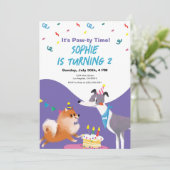 Verjaardag Paw-ty Kids Verjaardag Uitnodiging (Staand voorkant)