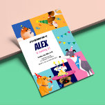 Verjaardag Paw-ty Kids Verjaardag Uitnodiging<br><div class="desc">Dog verjaardag,  hond verjaardagskaart,  kinderen verjaardag,  verjaardag uitnodiging,  verjaardag uitnodiging,  pup verjaardag,  confetti,  taart,  blauwe kaart,  peuter verjaardagsfeest</div>