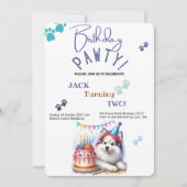 Verjaardag Pawty Amerikaanse Eskimo Hond Verjaarda Kaart (Voorkant)