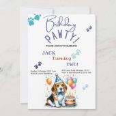 Verjaardag Pawty Beagle Dog Gepersonaliseerde Verj Kaart (Voorkant)