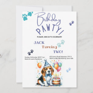 Verjaardag Pawty Beagle Dog Gepersonaliseerde Verj Kaart