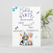 Verjaardag Pawty Beagle Dog Gepersonaliseerde Verj Kaart (Staand voorkant)