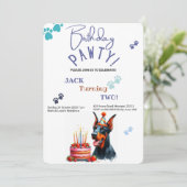 Verjaardag Pawty Doberman Pincher Hond Verjaardag Kaart (Staand voorkant)