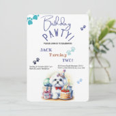 Verjaardag Pawty Maltese Hond Gepersonaliseerde Ve Kaart (Staand voorkant)