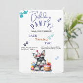 Verjaardag Pawty Miniatuur Schnauzer Hond Verjaard Kaart (Staand voorkant)