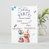 Verjaardag Pawty Poodle Dog Gepersonaliseerde Verj Kaart (Staand voorkant)