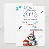 Verjaardag Pawty Shih Tzu hond gepersonaliseerde v Kaart (Voorkant / Achterkant)